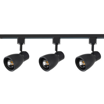 East Grove Home Luma Collection 3-Light 48in Field Cuttable LED Track Lighting Kit with 3 E26 Base Socket (Lamp Sold Separately) Track Heads, 4ft Track, End Caps, Floating Feed in Black Finish
