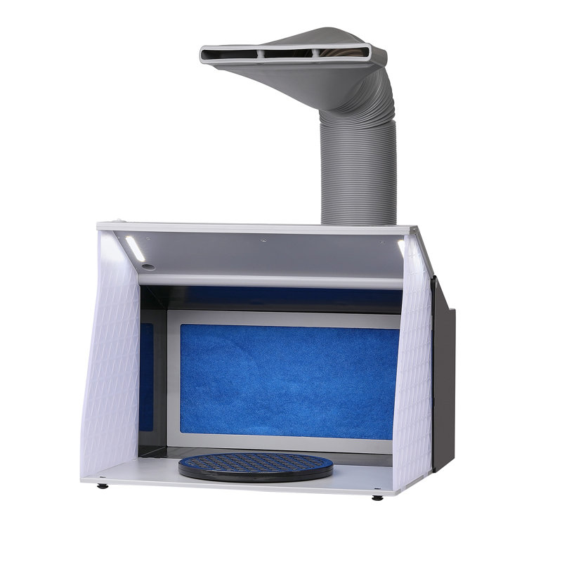 Cabine de pulvérisation portative avec deux ventilateurs d'extraction et lumières DEL portatives - Station de peinture pour passe-temps pour modèles, gâteaux et artisanat