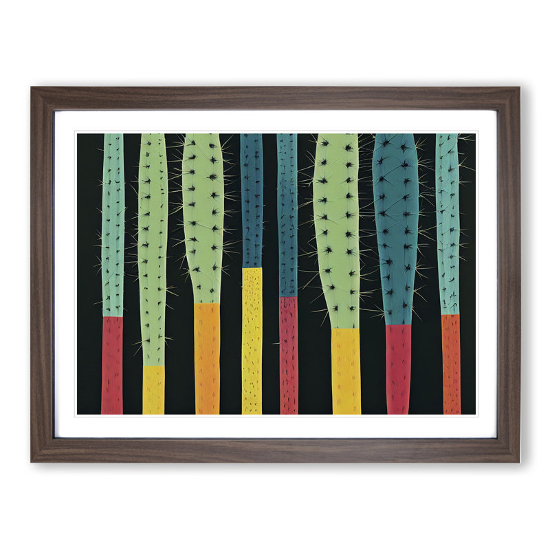 Abstract Cactus Vol.2 - Framed Print, 46cm H x 64cm W x 2cm D, Walnut
