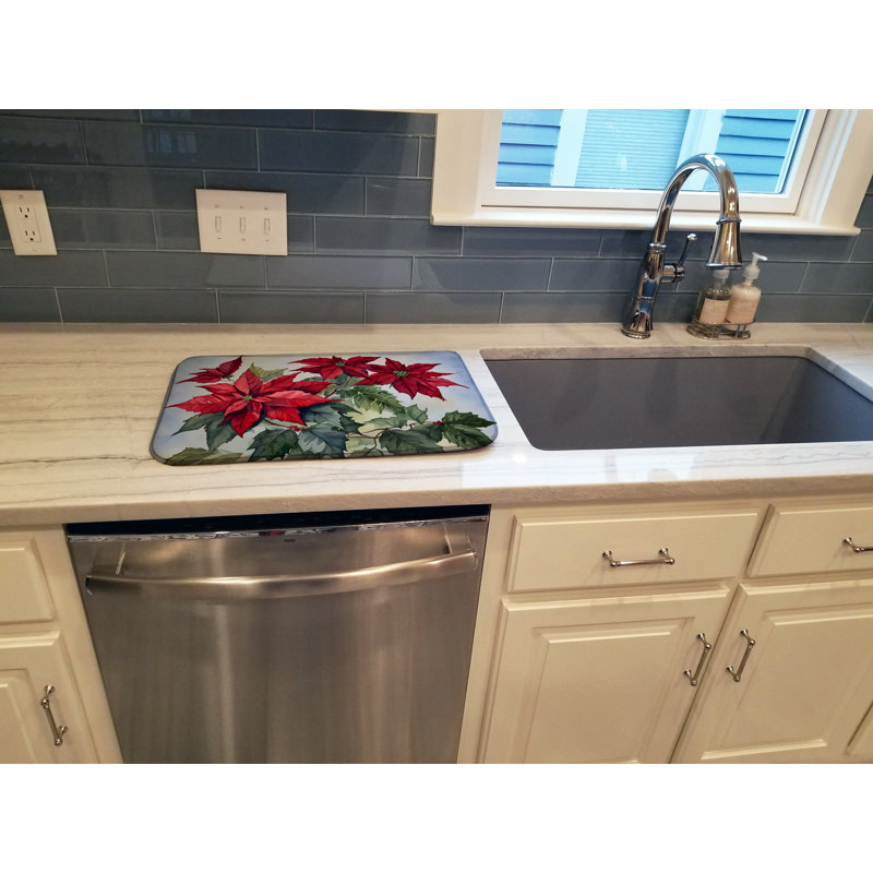 Christmas Poinsettias Dish Drying Mat