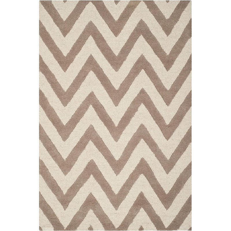Sanyla Hand Tufted Wool Chevron Rug, Rectangle 4' x 6'