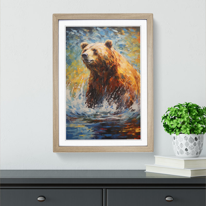 Bear Impressionism - Framed Print, Oak Framed, 64cm H x 46cm W x 2cm D