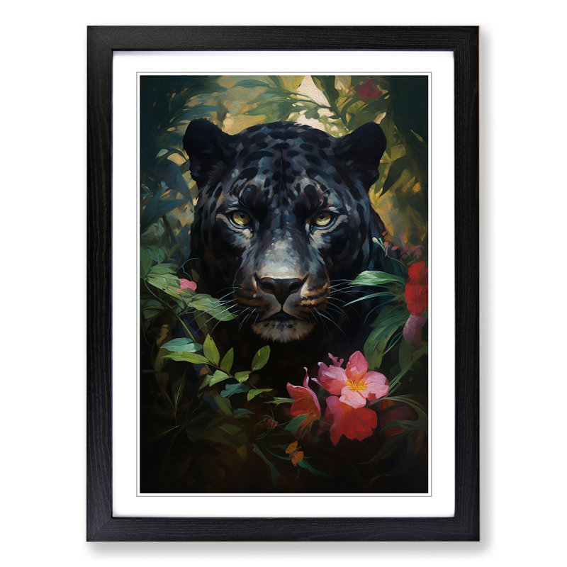 Panther Rococo 1 Piece Single Picture Frame Wall Art, 46cm H x 34cm W x 2" D, Black Framed