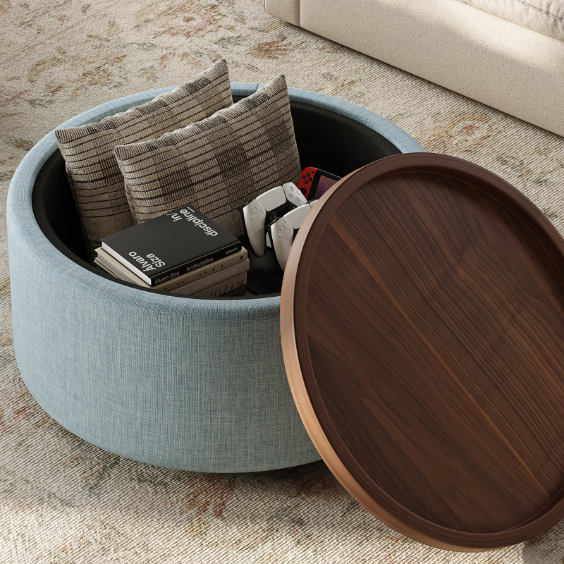 Table basse ronde avec rangement Verve, Bleu