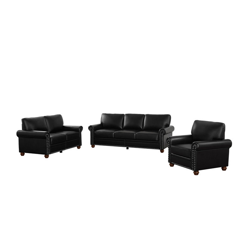 Canapé de salon avec canapé de rangement modulaire en similicuir, Cuir PU noir, H 34 po x l 82 po x P 31 po, Noir