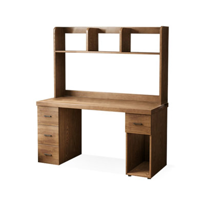 Bureau de direction rectangulaire en bois massif avec tiroirs Walnut