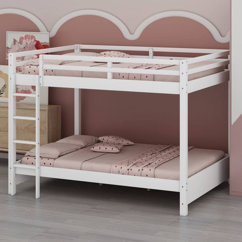 Lit superposé en bois avec échelle, Blanc
