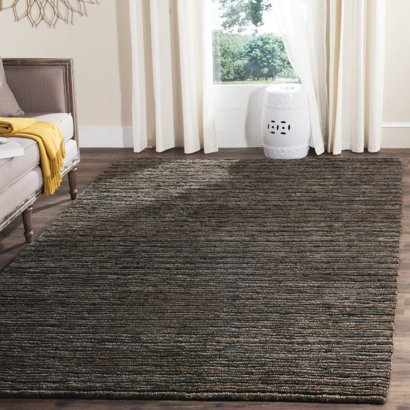 Gray Hand-Knotted Jute Rectangular Area Rug