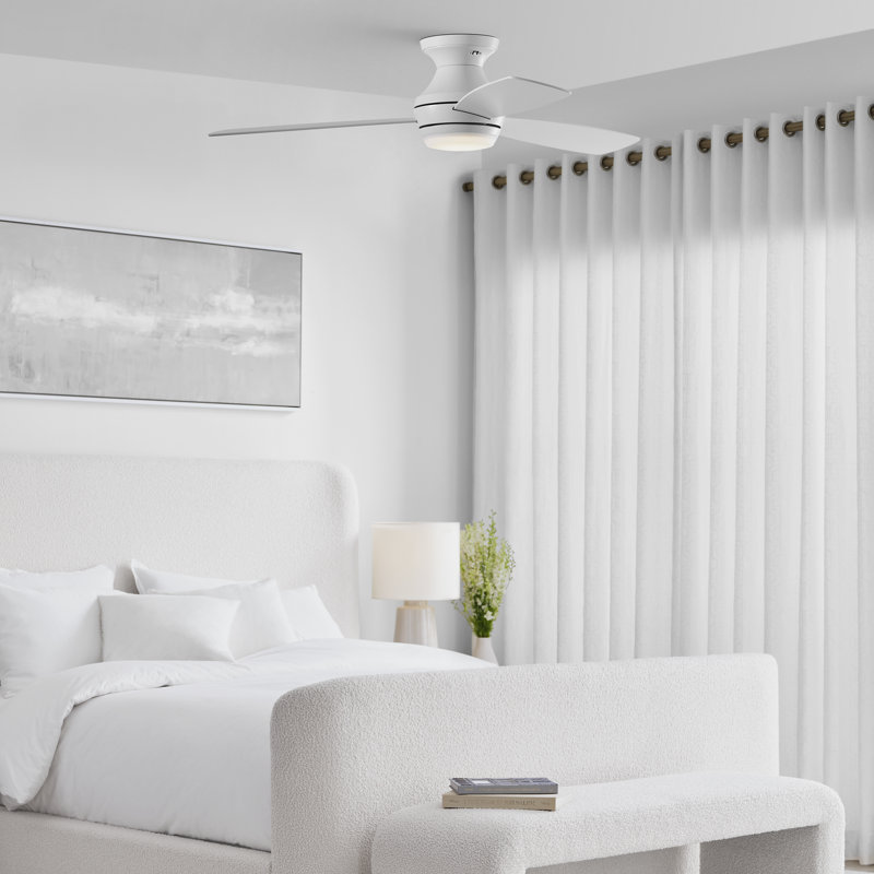Ikon LED Ceiling Fan, 44", Burnished Brass with Matte White Blade