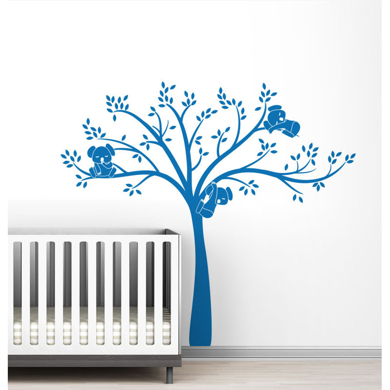 Décalcomanie murale monochrome modern Koala Cuteness, Bleu azur