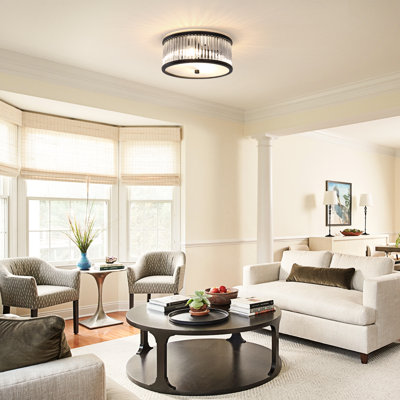 12" 2-Light Dimmable Crystal Flush Mount Lighting