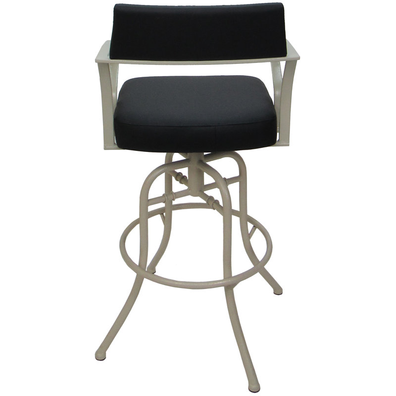 Tabouret de comptoir pivotant 26 po Chiyomi, Vinyle - siège noir / structure beige