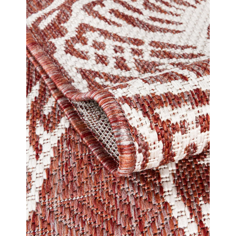 Tapis contemporain rouille et ivoire Ayton, Rond 13 pi 1 po