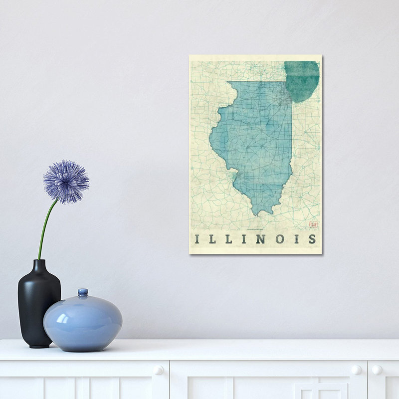 Illinois Map by Hubert Roguski - Wrapped Canvas Print, 30.48 cm H x 45.72 cm W