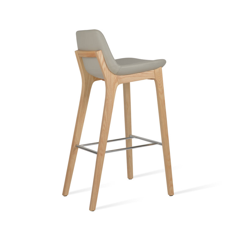 Tabouret de bar et de comptoir en bois de frêne naturel Pera, Outil de bar (siège d'une hauteur de 29 po), Gris clair