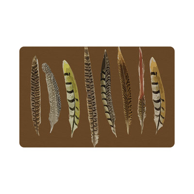 Pheasant Feathers Vegan Leather Rectangle Pebble Placemat