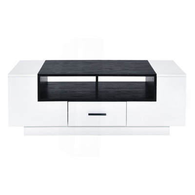 Table basse blanche et noire avec rangement