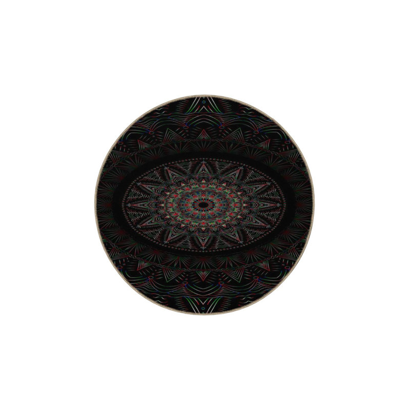Black Star Woven Base Washable Rug, Rectangle 3'3" x 4'11" Rug Pad Included