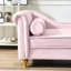 Chaise longue avec rangement en velours rose délicat - Rembourrage confortable, structure en métal robuste, ajout élégant, revêtement doux et lisse, pieds, design chic
