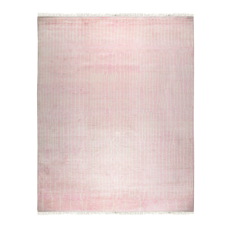 Moroccan Pink Hand Knotted Wool Rug