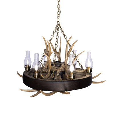 Preston 6 - Light Dimmable Wagon Wheel Chandelier