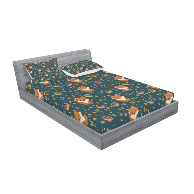 Microfiber Floral Sheet Set, Queen Sheet Set with Fitted Sheet