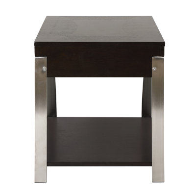 Table d'appoint moderne avec détails en finition et en métal, tablette inférieure de tiroir d'extrémité 1pc pour tiroir de salon, tablette inférieure, décorations