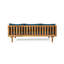 Banquette 3 places avec coussins en bois et eau, 172 cm (l) x 82 cm (p) x 61 cm (h), design moderne à lattes élégantes - Dimensions