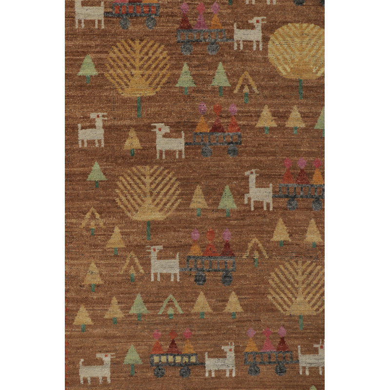 Handmade Wool Geometric Area Rug, Square 4'