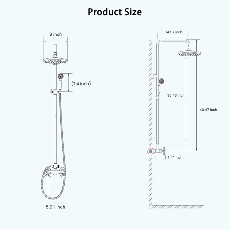 Wall-Mounted Exposed Shower System，Complete Shower System with Shower Valve