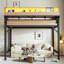 Structure de lit simple de taille mezzanine avec tablettes de rangement, panneau perforé, ports USB et lumières DEL-7921165-7921164