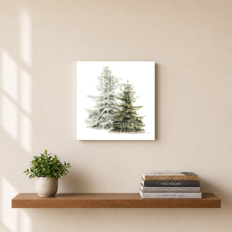 «Wooded Holiday Trees» par Katie pertiet - impression sur toile, H 24 po x l 24 po