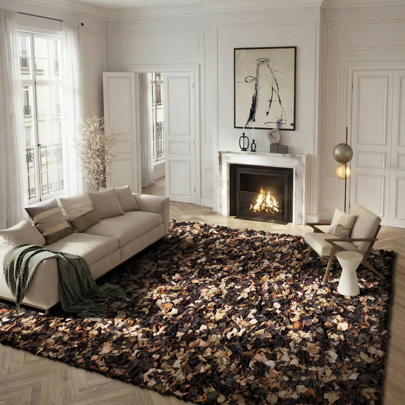 Tapis brun à poils longs Godsey, Rectangle 8 pi x 10 pi