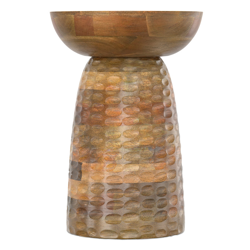 Boyd Solid Mango Wood Contemporary Accent Table with Textured Finish, Fully Assembled, Natural