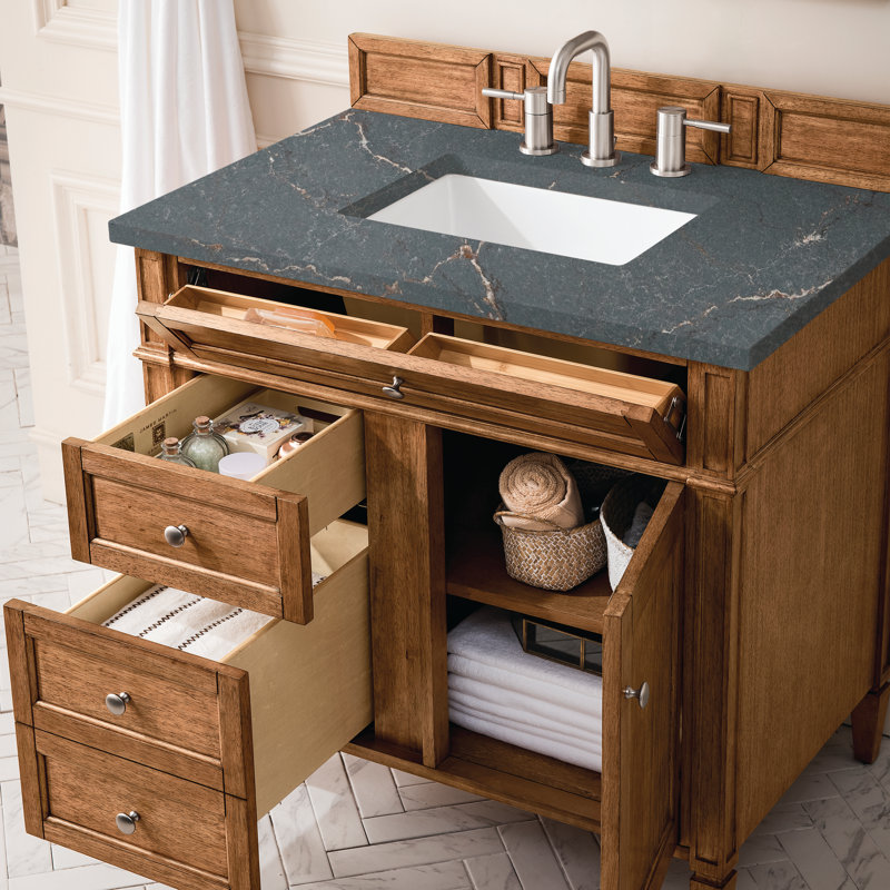 Brittany 36'' W Single Vanity, 8" Widespread, Saddle Brown, Parisien Bleu