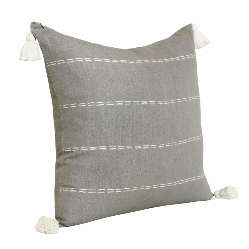 Housse de coussin en lin tissée à la main, Gris ardoise, Polyester