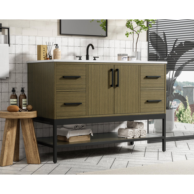 48 inch Single Bathroom Vanity, Chestnut Brown
