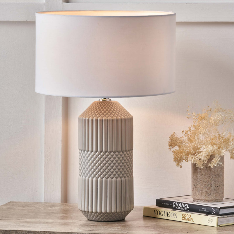 Izayah Ceramic Table Lamp, Grey, 60 W
