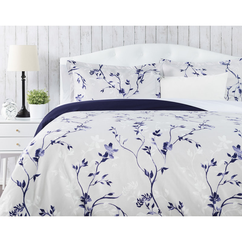 Ensemble de housse réversible pour couette, Housse de couette très grand et 2 taies, Bleu marine