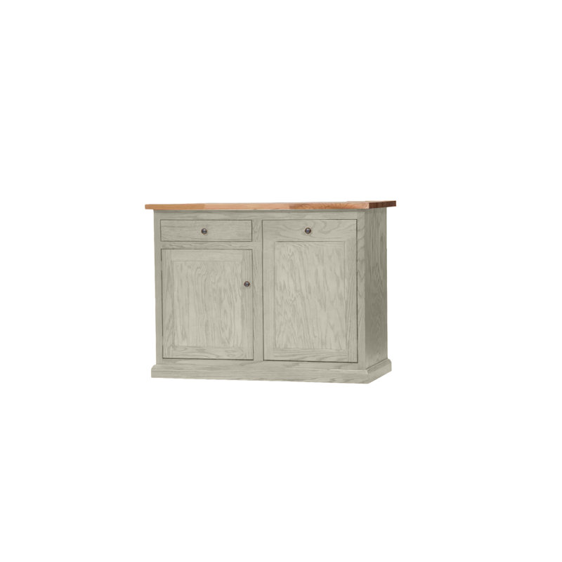 Chêne traditionnel en bois massif de 48 po avec compartiment poubelle, Blanc doux