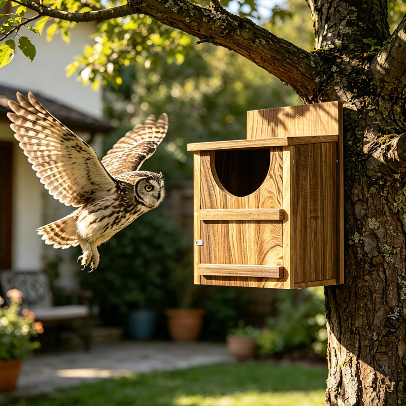Boîte de nidification en bois Owl Haven