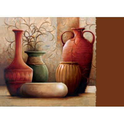 Pots With Leaves - Wrapped Canvas Painting