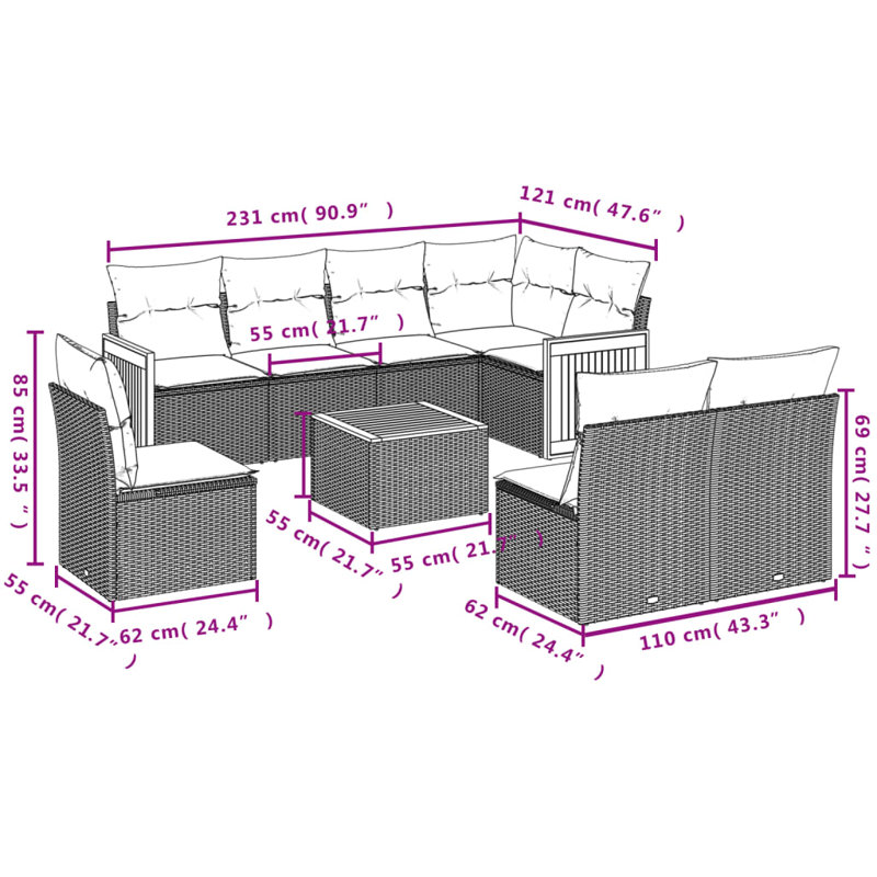 Ensemble de canapé de jardin Vidaxl