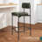 Modern Armless Counter Height Bar Stools With PU Faux Leather Seats, Moss Green