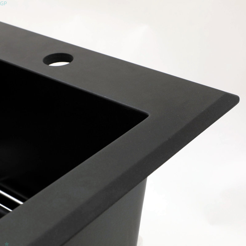 Quartz Kitchen Sink - 33X22" Black Granite Composite Drop In Kitchen Sink