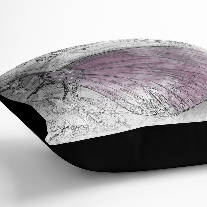 Abstract Square Cushion, 40cm H x 40cm W x 15cm D, Black