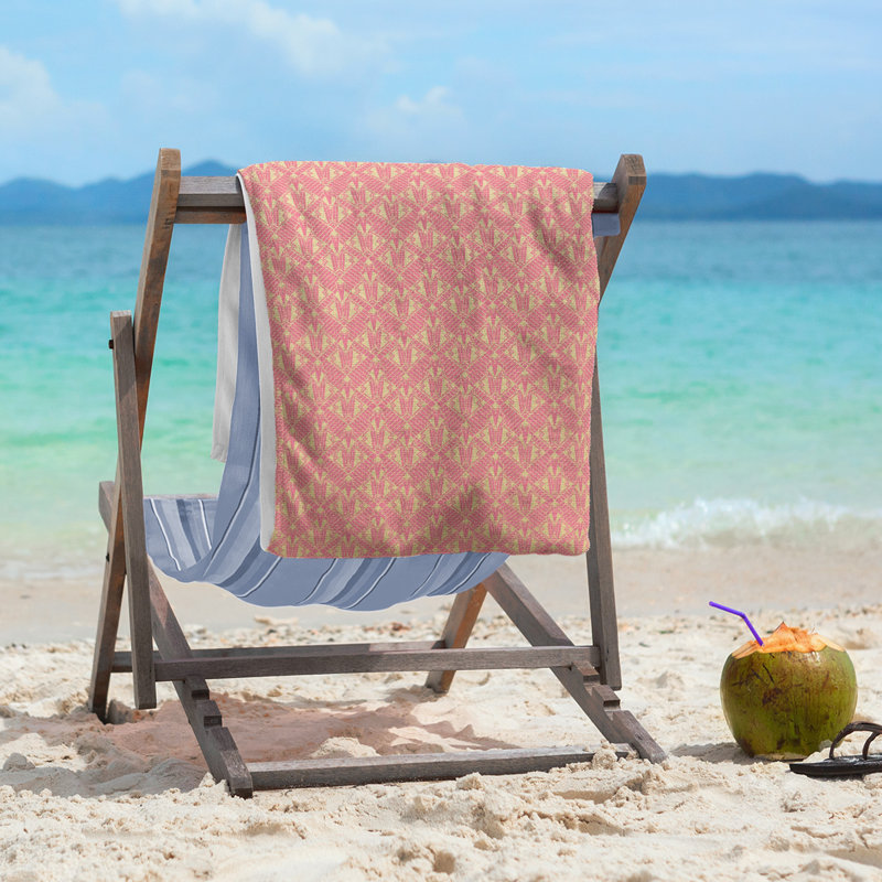 Katelyn Elizabeth Cotton Blend Beach Towel, Pink/Yellow
