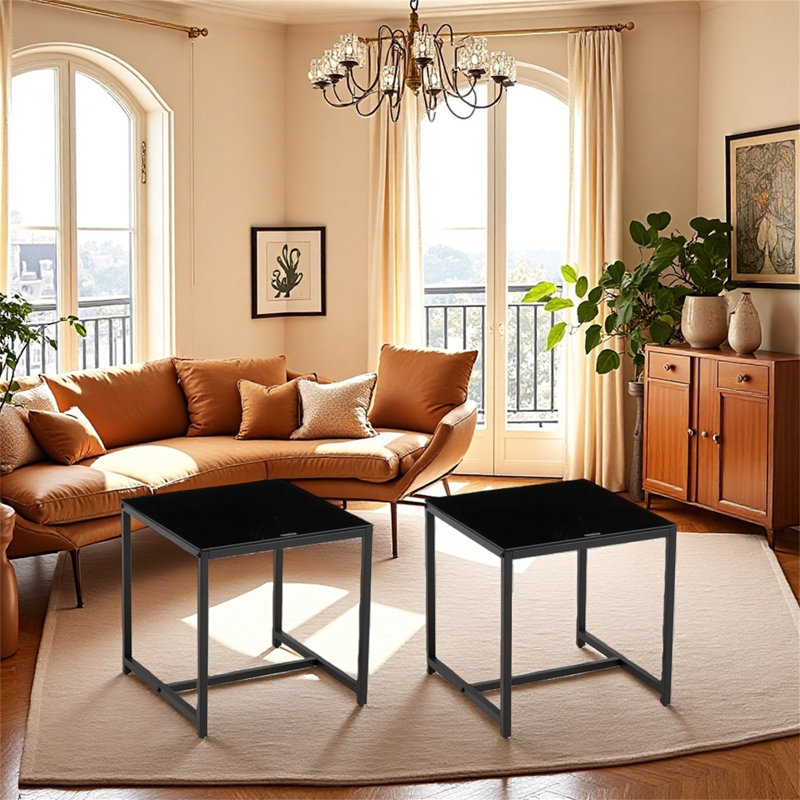 Ensemble de table de canapé deux pièces avec pieds en métal.