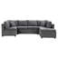 117,3 po en forme de U gris avec fonction escamotable et coussins de soutien lombaires amovibles. Lit surdimensionné spacieux et confortable avec deux coussins, gris. Siège spacieux, mousse, housse en chenille-1565419501