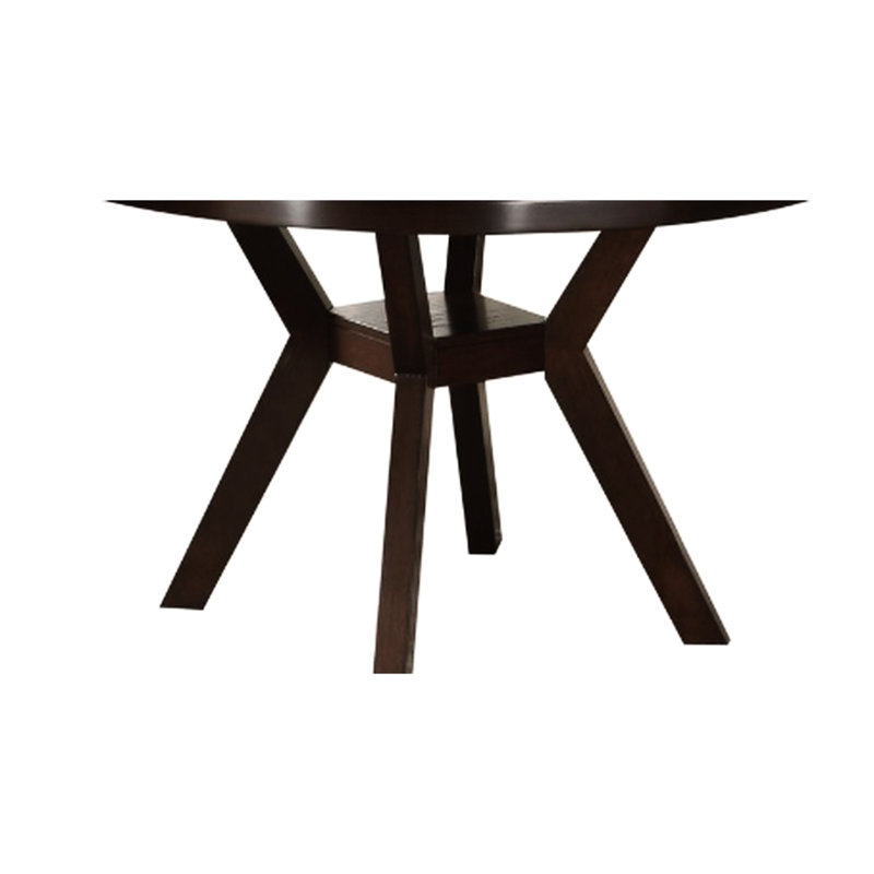 Table de salle à manger colorée avec tablette - plateau de table, espace de rangement pour les pieds du milieu, bois d'hévéa stable imitant le bois synthétique, rond